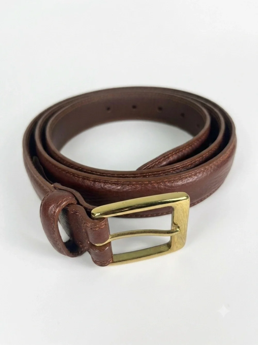 Cole Haan Men's Brown Pebbled Leather Belt Solid Brass Buckle Size 110/44 Preppy